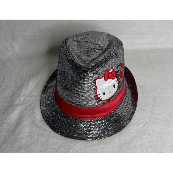 Hello Kitty Fedora Hat One Size Sparkling Red Trim Embroidery Sanrio 2012 - Picture 1 of 8